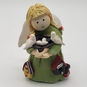 Annekabouke 2002 Angel of April Birds Birdhouses Resin Figurine